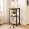 Brown Side Table Particleboard Metal with Power Outlet Adjustable Shelves